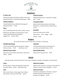 Appetizers Burgers Salads