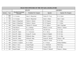 Selected Officers of the Nevada Legislature, 1864-2017