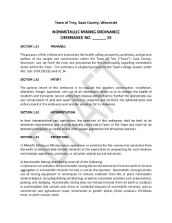 Proposed Non-Metallic Mining Ordinance