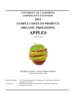 2014 Sample Costs to Produce Organic Apples, Various