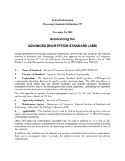 Announcing the ADVANCED ENCRYPTION STANDARD