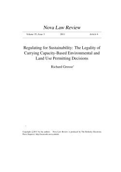 Regulating for Sustainability: The Legality of Carrying Capacity