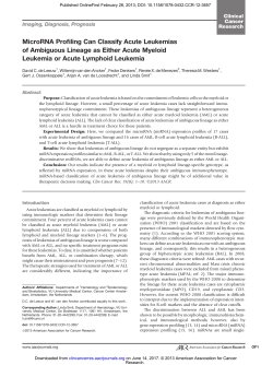MicroRNA Profiling Can Classify Acute Leukemias of Ambiguous
