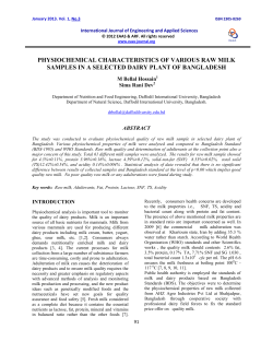 Qualitative Physicochemical characteristics of raw milk sample in