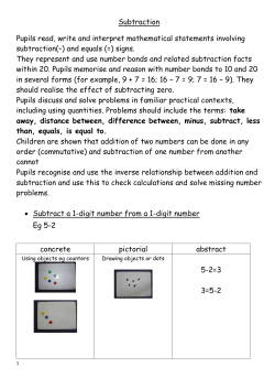 Subtraction Pupils read, write and interpret mathematical statements