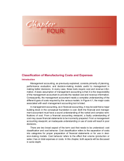 Classification of Manufacturing Costs and Expenses