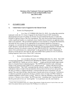 Decisions of the Trademark Trial and Appeal Board and the Federal