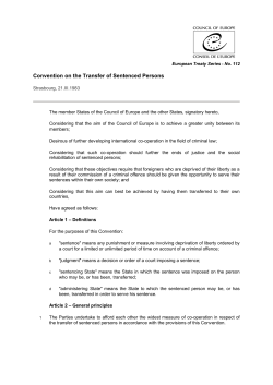 Convention on the Transfer of Sentenced Persons - Coe