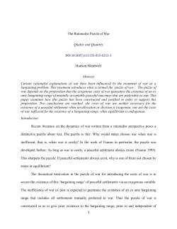 1 The Rationalist Puzzle of War Quality and