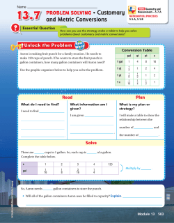PROBLEM SOLVING &bull; Customary and Metric Conversions