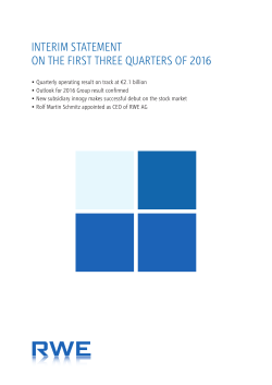 INTERIM STATEMENT ON THE FIRST THREE QUARTERS OF 2016