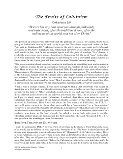 Fruits of Calvinism - Congdon Ministries International
