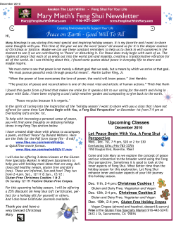 Dec newsletter 20010 - Feng Shui with Mary Mieth