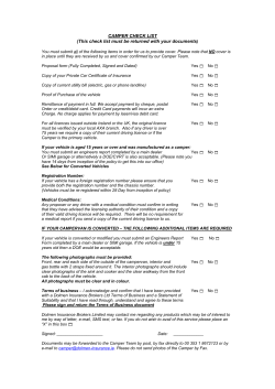 CAMPER CHECK LIST - Camper Van Insurance