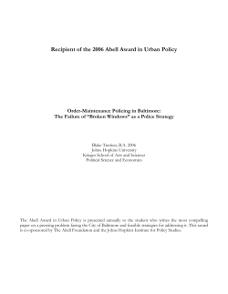 Order-Maintenance Policing in Baltimore: The Failure of `Broken