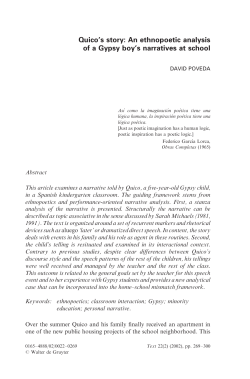Quico`s story: An ethnopoetic analysis of a Gypsy boy`s narratives at
