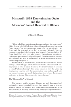 Missouri`s 1838 Extermination Order and the
