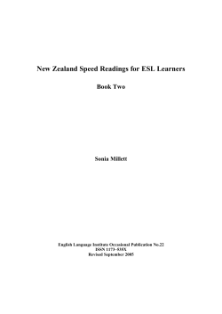 New Zealand Speed Readings - Victoria University of Wellington