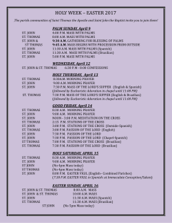 holy week &ndash; easter 2017 - St Thomas The Apostle Parish