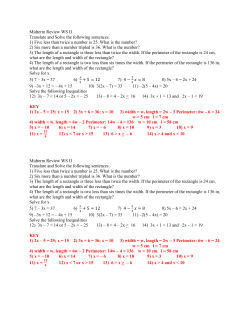 Midterm Review WS II Translate and Solve the following sentences