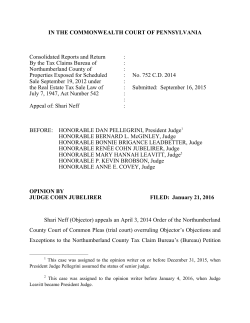 IN THE COMMONWEALTH COURT OF PENNSYLVANIA