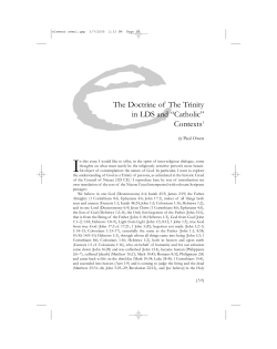 The Doctrine of the Trinity in LDS and `Catholic` Contexts