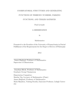 COMBINATORIAL STRUCTURES AND GENERATING FUNCTIONS