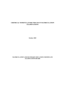 Chemical Nomenclature for use in Matriculation
