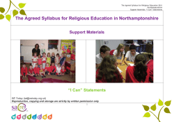The Agreed Syllabus for Religious Education in Northamptonshire