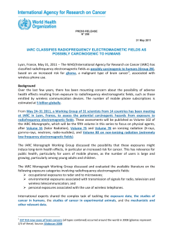 IARC classifies Radiofrequency Electromagnetic Fields as possibly