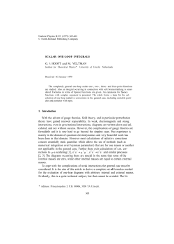 SCALAR ONE-LOOP INTEGRALS G. `t HOOFT and M. VELTMAN 1