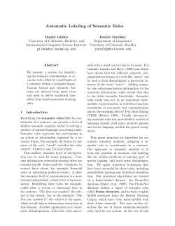 Automatic Labeling of Semantic Roles