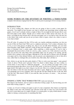 Some Words on the Mystery of Writing a Term Paper