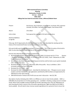 1 SAM Investment/Finance Committee Meeting Wednesday, October