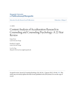 Content Analysis of Acculturation Research in Counseling and