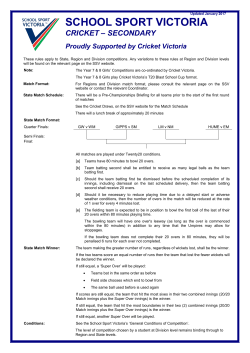 Cricket - Secondary - School Sport Victoria