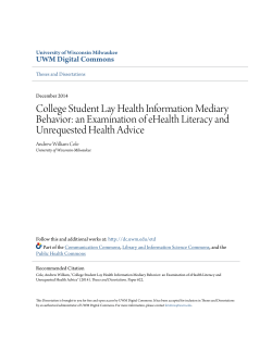 College Student Lay Health Information Mediary Behavior: an