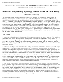 How to Win Acceptances by Psychology Journals