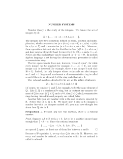 NUMBER SYSTEMS Number theory is the study of the integers. We