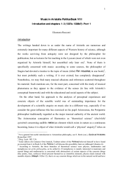 M usic in Aristotle Politics Book VIII