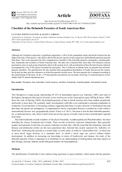 Checklist of the Helminth Parasites of South American Bats