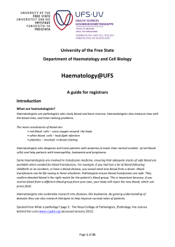 Haematology@UFS - University of the Free State