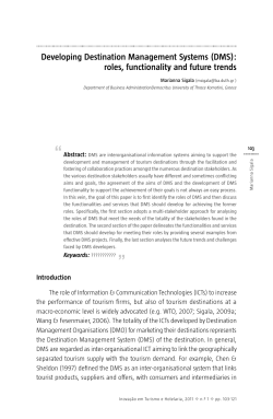 Developing Destination Management Systems (DMS): roles