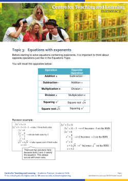 Topic 3: Equations with exponents