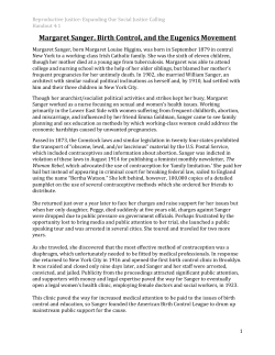 Margaret Sanger, Birth Control, and the Eugenics Movement