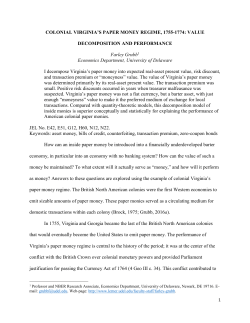 COLONIAL VIRGINIA`S PAPER MONEY REGIME, 1755