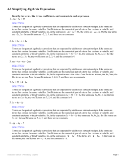 4-2 Simplifying Algebraic Expressions