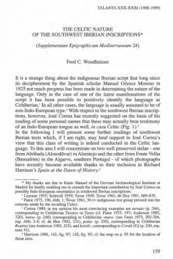 THE CELTIC NATURE OF THE SOUTHWEST IBERIAN lNSCR