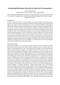 Introducing Reformation Education to India and its consequences