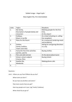 Sz&oacute;beli vizsga &ndash; Angol nyelv New English File, Pre